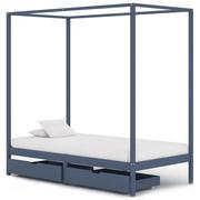 Łóżka - vidaXL Rama łóżka z baldachimem, 2 szuflady, szara, sosna, 90x200 cm - miniaturka - grafika 1