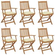 Fotele i krzesła ogrodowe - vidaXL Lumarko Składane krzesła ogrodowe 6 szt., z poduszkami, drewno akacjowe! 3074957 - miniaturka - grafika 1