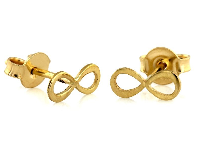 Kolczyki złote 585 małe nieskończoności na sztyfcie 0.62g