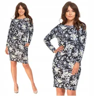 Sukienki - Ołówkowa Sukienka Damska Kolorowa w Kwiaty Luźna Góra Elegancka MORAJ M - miniaturka - grafika 1