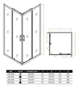 Kabiny prysznicowe - Laveo Desna Kabina prysznicowa kwadratowa 80x80x201 cm drzwi rozsuwane profile czarne szkło transparentne + brodzik kwadratowy 80x80 cm biały JKDD786K - miniaturka - grafika 1