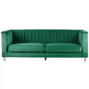 Beliani Sofa trzyosobowa welur zielona ARVIKA - Sofy i kanapy - miniaturka - grafika 1