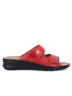 Kapcie damskie - GRÜNLAND Damskie kapcie DAMI Comfort z podwójnym zapięciem na rzepy, podeszwa Conforma, wyjmowana wkładka z korka i skóry oraz ręcznie wykonane szwy, czerwone, 40 EU - miniaturka - grafika 1