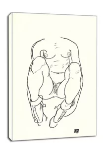 Torso of a Seated Woman with Boots, Egon Schiele - obraz na płótnie Wymiar do wyboru: 30x40 cm - Obrazy i zdjęcia na płótnie - miniaturka - grafika 1