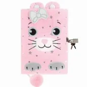 Pamiętniki, dzienniki, listy - Pamiętnik pluszowy z kłódką Kotek DERFORM - miniaturka - grafika 1