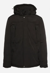 Czarna Kurtka Zimowa z Ociepleniem i Odpinanym Kapturem oraz Kieszeniami Izalinda - Kurtki męskie - miniaturka - grafika 1