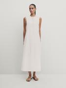 Sukienka Średniej Długości Ze Skrzyżowanymi Ramiączkami Na Plecach - Biały - Xl - Massimo Dutti - Kobieta
