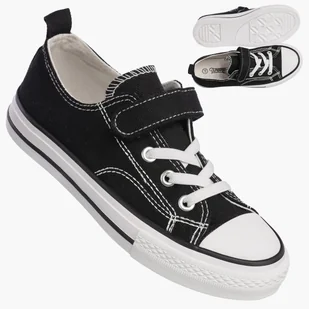 Trampki Dziecięce na Rzepy Buty Czarne Materiałowe Sportowe RC06P i RC05P 33 - Buty dla dziewczynek - miniaturka - grafika 1
