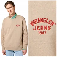 Bluzy męskie - Wrangler SMALL LOGO CREW Timberwolf bawełniana bluza małe logo REGULAR S - miniaturka - grafika 1