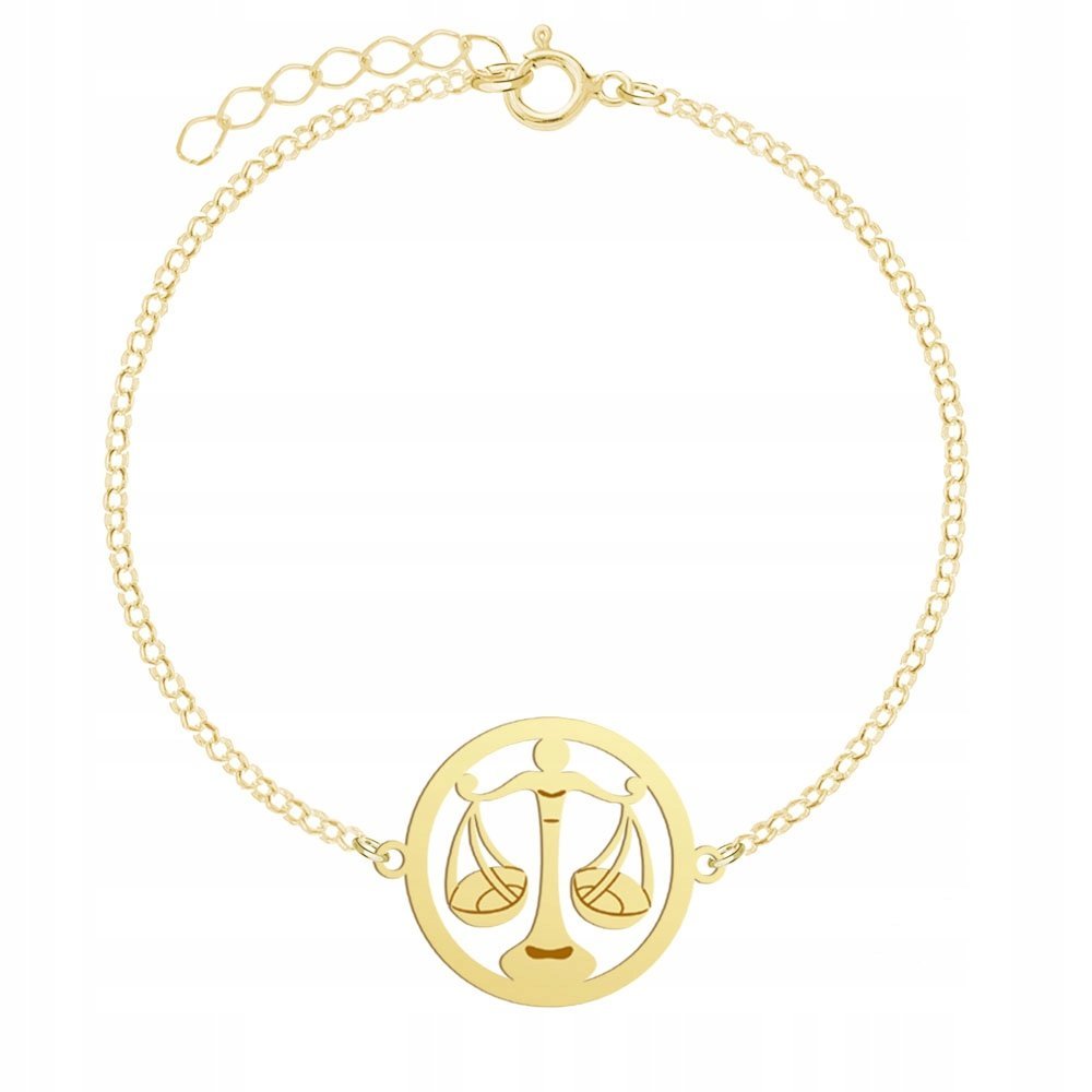 Pozłacana Bransoletka Znak Zodiaku WAGA GRAWER