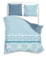 Pościel - Faro Pościel Bawełniana Satyna - 180x200 - Ornamenty błękitne 018b-180 - miniaturka - grafika 1