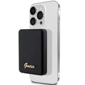 Powerbanki - Guess Powerbank indukcyjny 15W GUPBM5ALGSGK 5000mAh czarny/black MagSafe Metal Script Logo - miniaturka - grafika 1