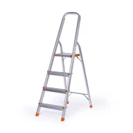 Drabiny - Schody aluminiowe jednostronne, 1x4 stopnie, wysokość 0,85m - miniaturka - grafika 1