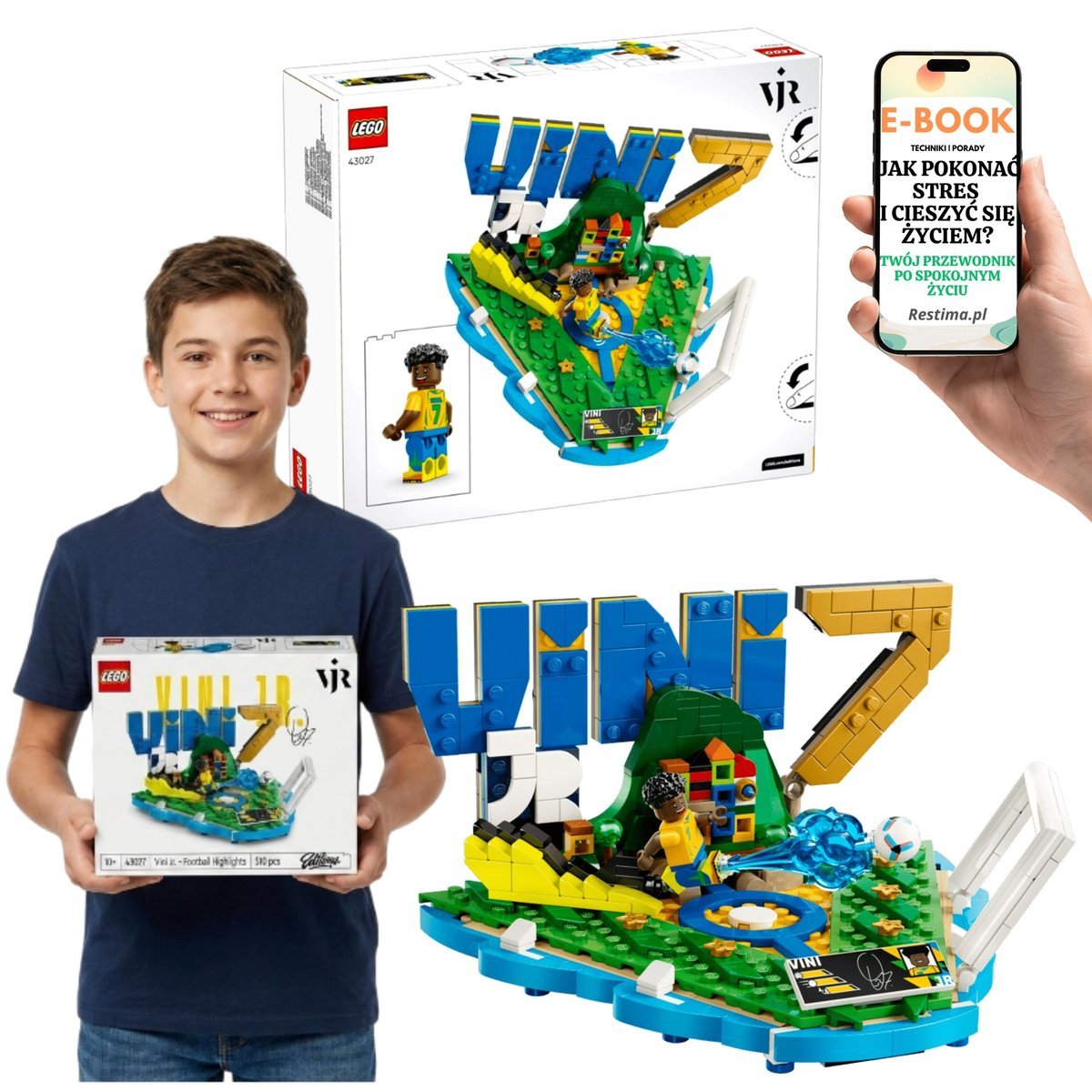 KLOCKI LEGO PIŁKA NOŻNA Vini Jr 43027 Figurka LEGO Prezent Dla Fana Futbolu + E-BOOK-1
