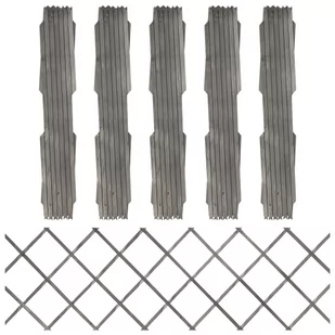 shumee shumee Płotki kratkowe 5 szt. szare drewno jodłowe 180x60 cm - Ogrodzenia - miniaturka - grafika 1