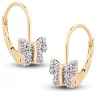 Biżuteria dla dzieci - ZŁOTE KOLCZYKI MOTYLKI MOTYLE Z CYRKONIAMI 585 - miniaturka - grafika 1