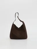 Torebki damskie - Reserved - Zamszowa torebka shopper - ciemnobrązowy - miniaturka - grafika 1