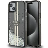 Etui i futerały do telefonów - Etui Guess GUHCP15MLFCSEGK Apple iPhone 15 Plus / 14 Plus hardcase Liquid Glitter Gold Stripes czarny/black - miniaturka - grafika 1