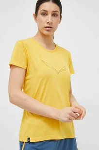 Salewa t-shirt sportowy Pure Eagle Frame kolor żółty - Koszulki sportowe damskie - miniaturka - grafika 1