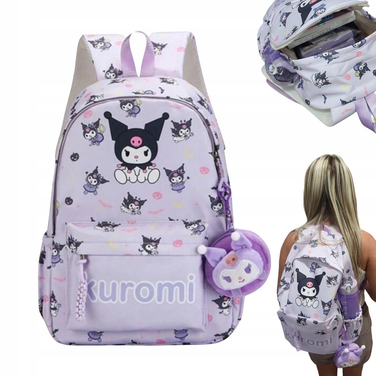 Plecak Szkolny Kuromi Sanrio Fioletowy Dziecięcy Młodzieżowy A4 Do Szkoły