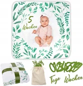 Koce i narzuty dla dzieci - Kocyk do Zdjęć z Miesiącami Mata Foto Koc Niemowlęcy 115x115cm - miniaturka - grafika 1