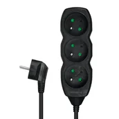 Przedłużacze i rozgałęźniki - Przedłużacz 3 Gniazda, Czarny, 3 M - miniaturka - grafika 1