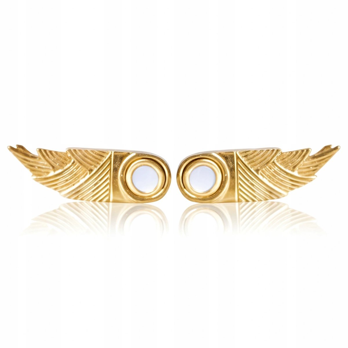 Kolczyki Złote Piękne Skrzydła Anioła Pozłacane Ze Stali Szlachetnej Sztyft