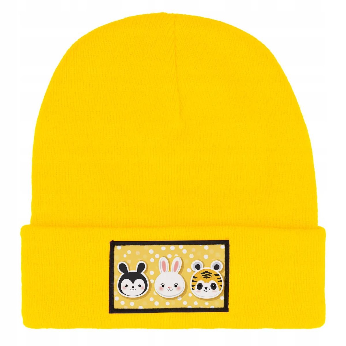 CZAPKA BEANIE ZIMOWA CIEPŁA ŻÓŁTA DLA DZIECI Z MOTYWEM BOB RÓŻNE WZORÓW