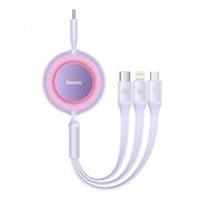 Kable USB - Kabel USB-C 3w1 Baseus Bright Mirror 4, micro USB / Lightning / USB-C, 100W / 3.5A, 1.1m (fioletowy) - miniaturka - grafika 1