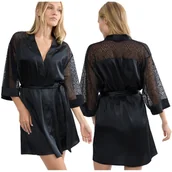 Piżamy damskie - Szlafrok Triumph A Weekend to Remember Robe czarny - Roz. 38 - miniaturka - grafika 1