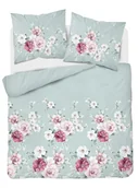Pościel - Pościel z mikrofibry 220x200 Kwiaty miętowa różowa 4614 B 30 Light - miniaturka - grafika 1