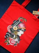 Torby i wózki na zakupy - Shopperka torba na zakupy ręcznie malowana TATUAŻ - miniaturka - grafika 1