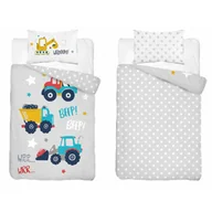 Pościel dla dzieci - Detexpol Pościel bawełniana dziecięca dwustronna Auta Budowlane szara 90x120 cm MAYAMOO wzór 5134 B - miniaturka - grafika 1