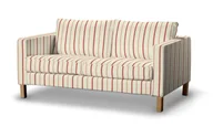 Pokrowce na meble - Dekoria pl pl Pokrowiec na sofę Karlstad 2-osobową nierozkładaną krótki ecru tło czerwone paski 165 x 89 x 64 cm Avinon 5901249137562 - miniaturka - grafika 1