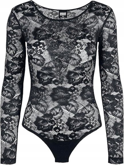 URBAN CLASSICS CZARNE BODY KORONKOWE Z DŁUGIM RĘKAWEM M J5B