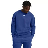 Bluzy sportowe męskie - Męska bluza dresowa nierozpinana bez kaptura Under Armour UA Rival Fleece Crew - niebieska - UNDER ARMOUR - miniaturka - grafika 1