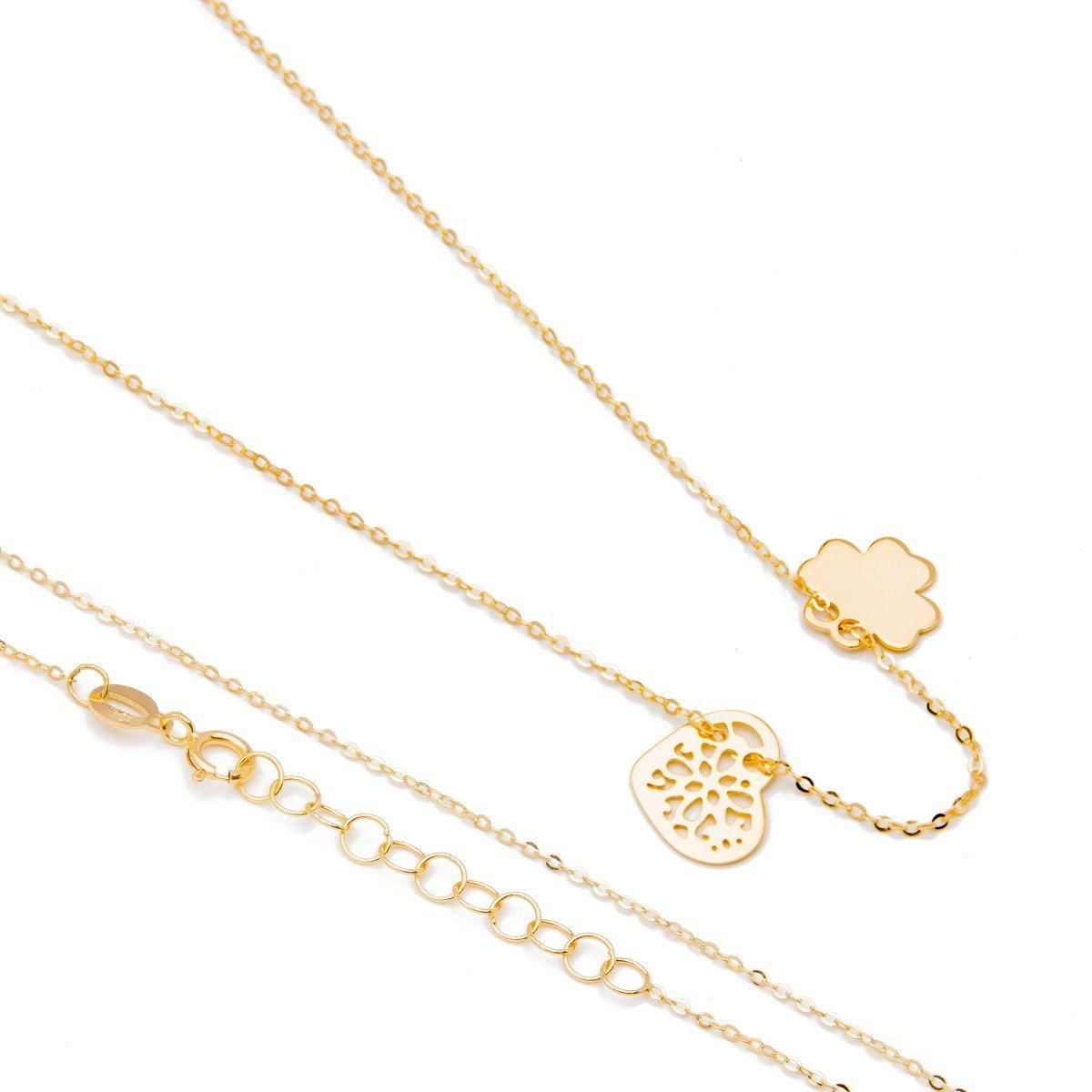 Złoty naszyjnik 585 Serce z Koniczyną