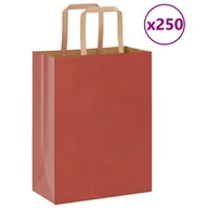 Zestawy upominkowe - vidaXL Torby papierowe 250 szt. z uchwytami czerwone 21x11x28 cm - miniaturka - grafika 1