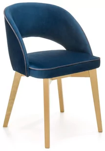 Halmar Krzesło drewniane wykończone welurem MARINO - granatowy - Krzesła - miniaturka - grafika 2