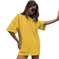 Koszulki i topy damskie - KOSZULKA DAMSKA OVERSIZE DŁUGA T-SHIRT ŻÓŁTA TUNIKA MINI SUKIENKA M - miniaturka - grafika 1