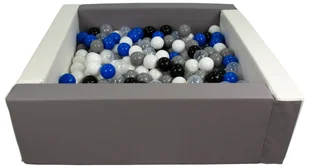 Kwadratowy suchy basen z ekoskóry z 300 piłeczkami (biały, szary/czarny, biały, transparentny, niebieski, szary) - Suche baseny - miniaturka - grafika 1