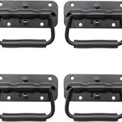 Zawiasy, okucia i inne akcesoria - Zestaw 4 uchwytów do skrzynek narzędziowych, składany uchwyt metalowy, uchwyt czarny, uchwyt sprężynowy, uchwyty zamienne do skrzynek narzędziowych l - miniaturka - grafika 1