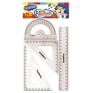 Przybory szkolne - Bambino Zestaw Geometryczny Szkolny Do Szkoły 4 Elementy Linijka 20cm 2 Ekierki Kątomierz - miniaturka - grafika 1