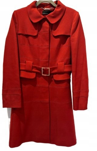 KAREN MILLEN PŁASZCZ CZERWONY Z WEŁNĄ 36 1Z2E