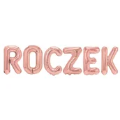 Baby shower i roczek - Balon foliowy baner napis roczek różowe złoto - miniaturka - grafika 1