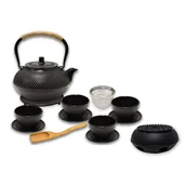 Zaparzacze i kawiarki - Żeliwny zestaw Do Herbaty AD.CON 12-częściowy + Podgrzewacz Czarny - miniaturka - grafika 1