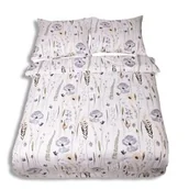 Pościel - Matex Pościel flanelowa 160x200 F-90 biała niebieska zielona kwiaty liście - miniaturka - grafika 1