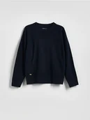 Bluzy dla chłopców - Reserved - Strukturalny sweter z bawełną - granatowy - miniaturka - grafika 1