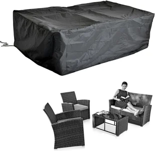 Mucola pokrowiec ochronny na meble ogrodowe pokrowiec na zestaw kanapa sofa stół odporny na warunki atmosferyczne czarny - grupa siedzeń 132x132x80 - Pokrowce na meble ogrodowe - miniaturka - grafika 1