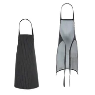Fartuchy i rękawice kuchenne - Zapaska kucharska fartuch kelnerski dług. 90cm karczek czarny w białe paski - miniaturka - grafika 1